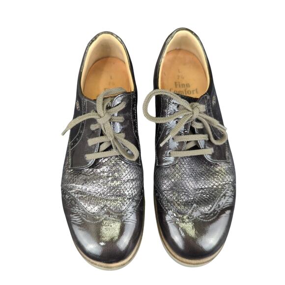 Finn Comfort Asiago Oxfords Wingtip Derby Shoes UK 7.5 US Womens 10 Black Brogue - Picture 4 of 7